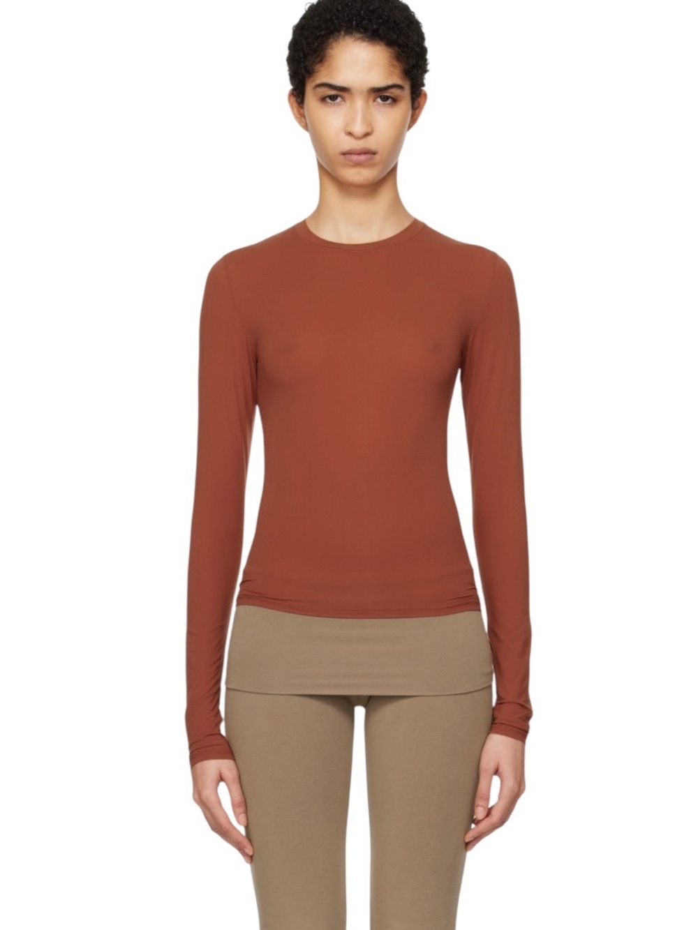 Skims Brown Fits Everybody Long Sleeve T-Shirt - Saffron